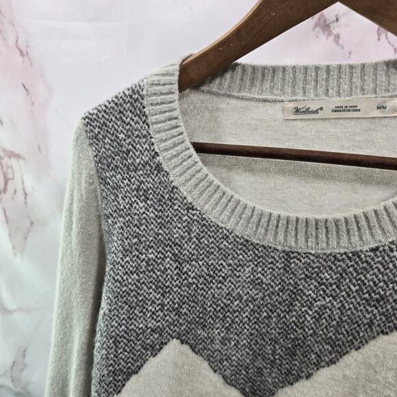 Woolrich Sweater Womens Medium Gray Wool Blend Sheep Lamb Crew Mountain - Picture 2 of 11